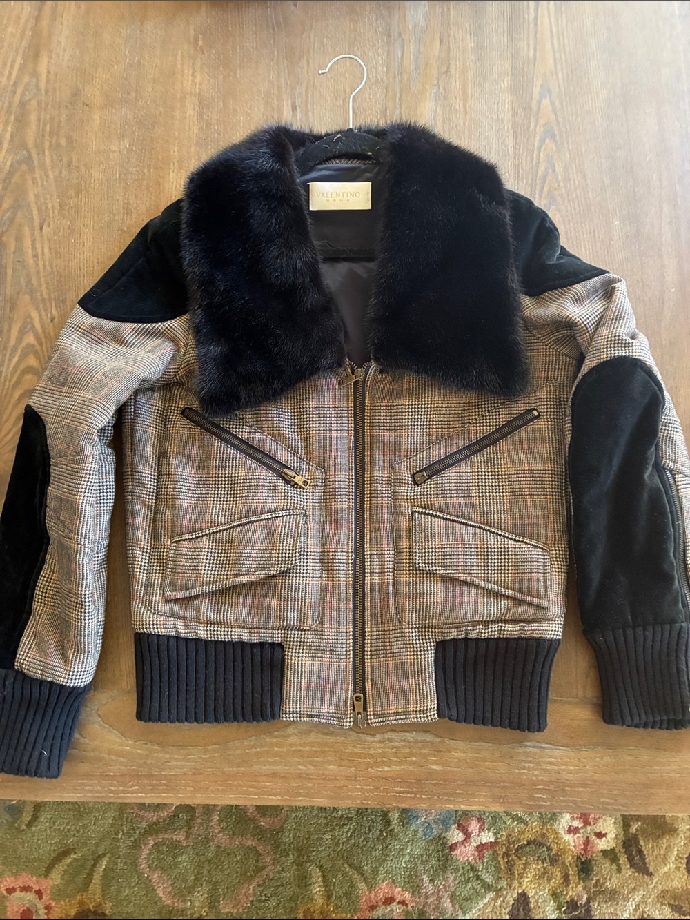 Valentino wool velvet and natural mink bomber jacket. Size 4